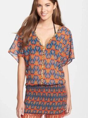 NWT SOFIA by ViX Boho Geometric Swim Cover Up Tunic Dress Small